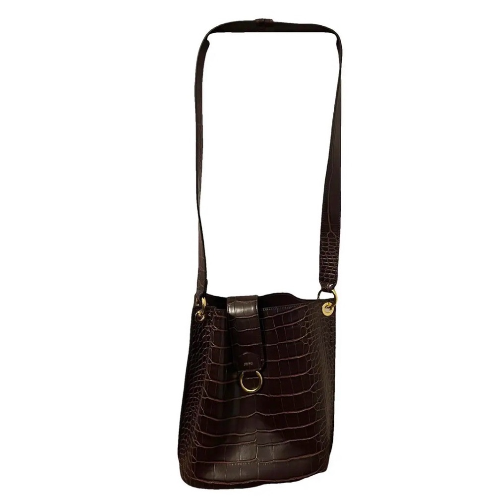 JW PEI Black Croc-Embossed Shoulder Bag